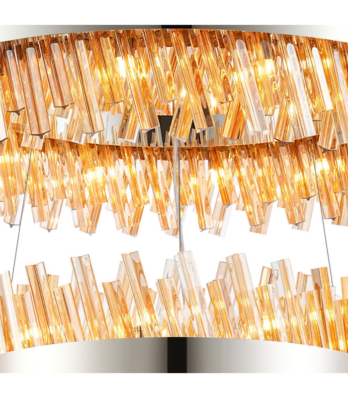Lysander 3 Tier 60cm + 80cm + 1m Pendant 18 + 24 + 32 Light G9 Polished Nickel/Amber Item Weight: 70kg-8