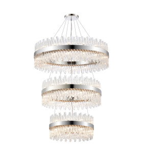 Lysander 3 Tier 60cm + 80cm + 1m Pendant 18 + 24 + 32 Light G9 Polished Nickel/Clear Item Weight: 70kg-1