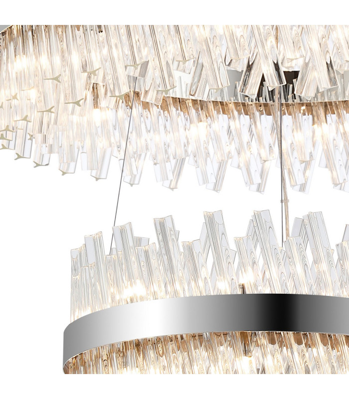 Lysander 3 Tier 60cm + 80cm + 1m Pendant 18 + 24 + 32 Light G9 Polished Nickel/Clear Item Weight: 70kg-6