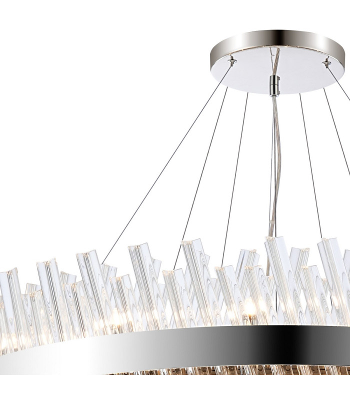 Lysander 3 Tier 60cm + 80cm + 1m Pendant 18 + 24 + 32 Light G9 Polished Nickel/Clear Item Weight: 70kg-7