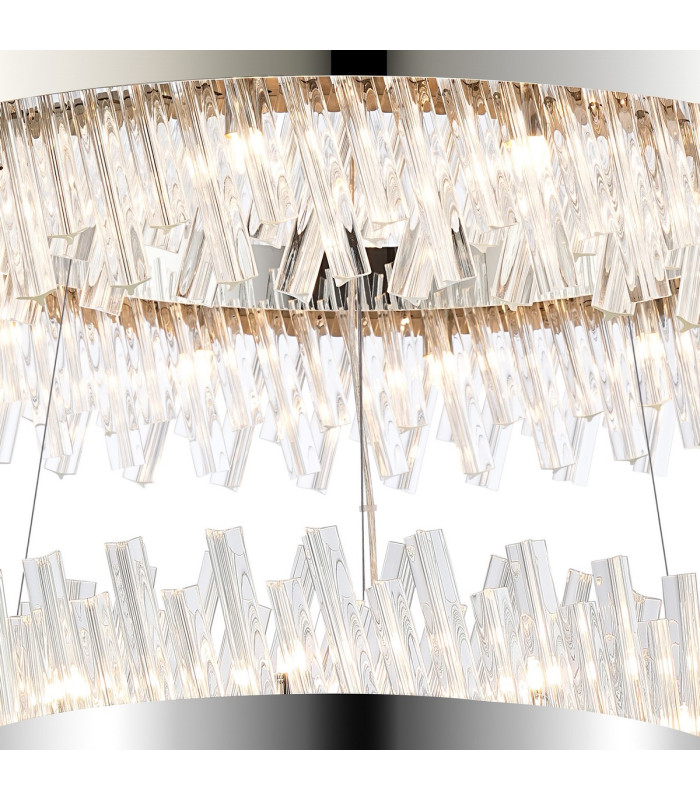 Lysander 3 Tier 60cm + 80cm + 1m Pendant 18 + 24 + 32 Light G9 Polished Nickel/Clear Item Weight: 70kg-8