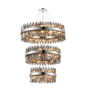 Lysander 3 Tier 60cm + 80cm + 1m Pendant 18 + 24 + 32 Light G9 Polished Nickel/Smoke Item Weight: 70kg-1