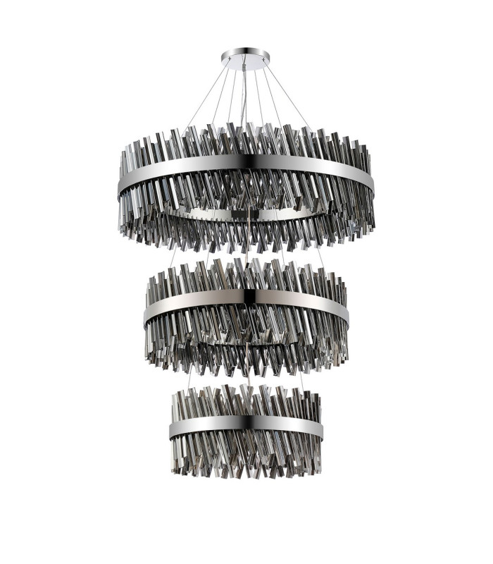 Lysander 3 Tier 60cm + 80cm + 1m Pendant 18 + 24 + 32 Light G9 Polished Nickel/Smoke Item Weight: 70kg-4