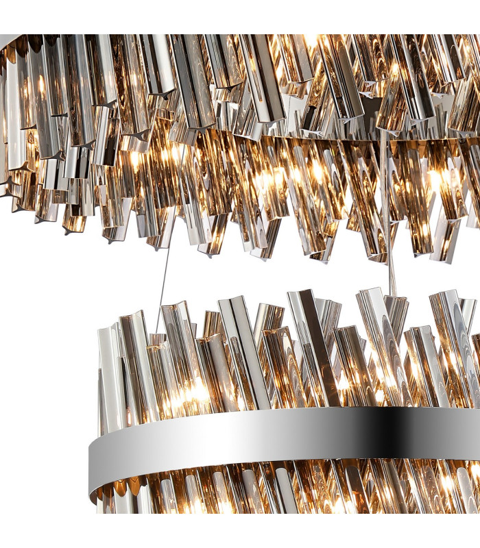 Lysander 3 Tier 60cm + 80cm + 1m Pendant 18 + 24 + 32 Light G9 Polished Nickel/Smoke Item Weight: 70kg-6