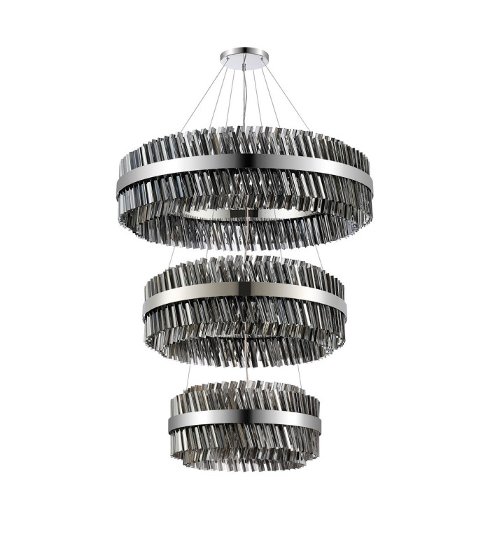 Lysander 3 Tier 60cm + 80cm + 1m Pendant 18 + 24 + 32 Light G9 Polished Nickel/Smoke Item Weight: 70kg-9
