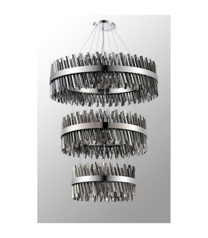 Lysander 3 Tier 60cm + 80cm + 1m Pendant 18 + 24 + 32 Light G9 Polished Nickel/Smoke Item Weight: 70kg-10