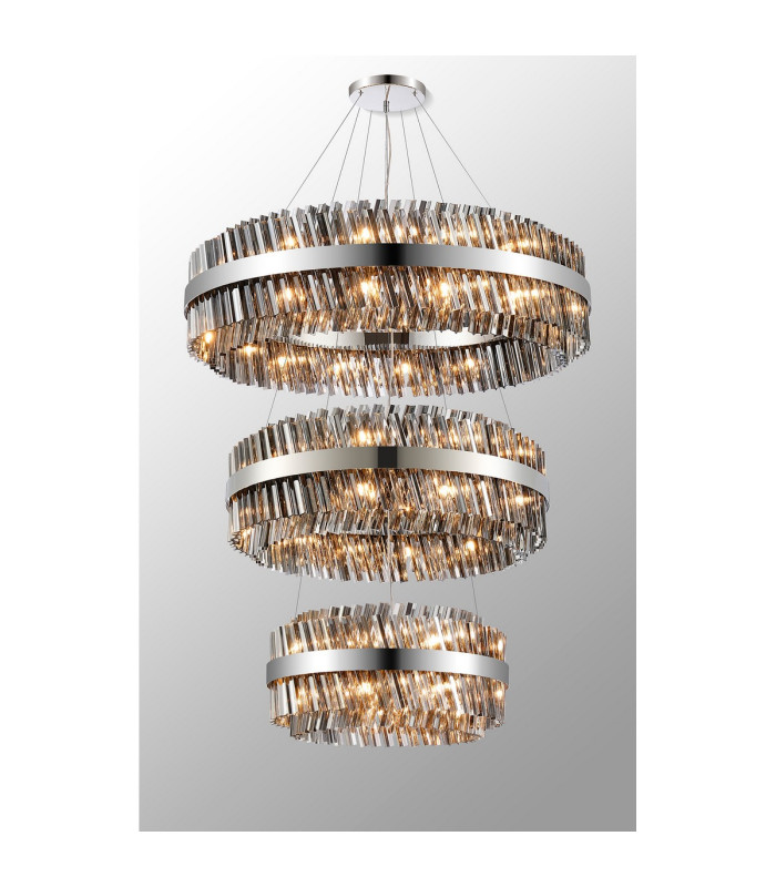 Lysander 3 Tier 60cm + 80cm + 1m Pendant 18 + 24 + 32 Light G9 Polished Nickel/Smoke Item Weight: 70kg-11