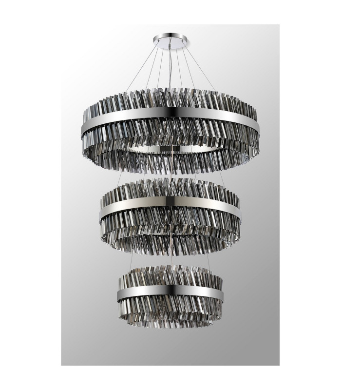 Lysander 3 Tier 60cm + 80cm + 1m Pendant 18 + 24 + 32 Light G9 Polished Nickel/Smoke Item Weight: 70kg-12