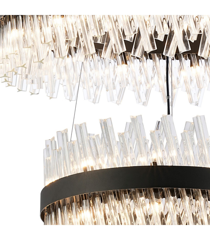 Lysander 3 Tier 60cm + 80cm + 1m Pendant 18 + 24 + 32 Light G9 Satin Black/Clear Item Weight: 70kg-6