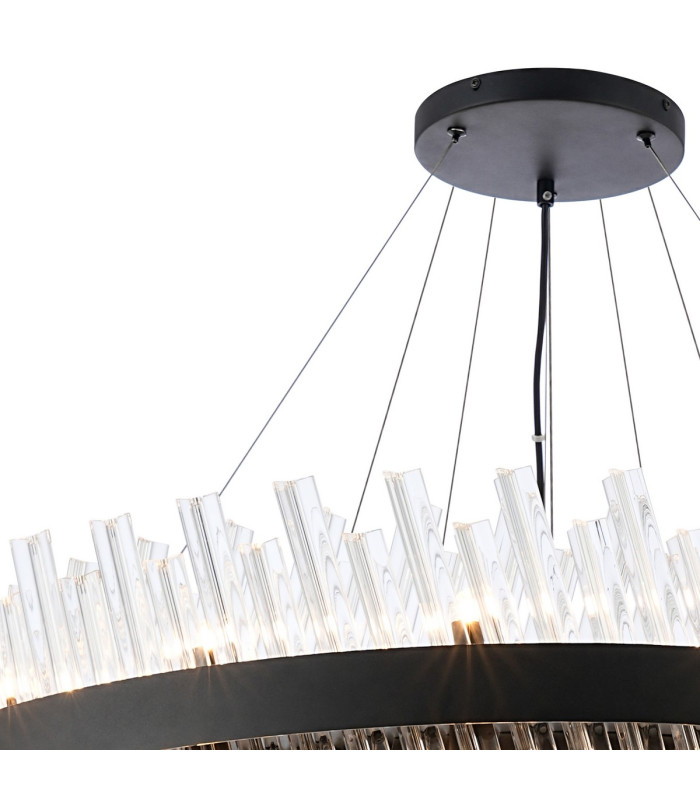 Lysander 3 Tier 60cm + 80cm + 1m Pendant 18 + 24 + 32 Light G9 Satin Black/Clear Item Weight: 70kg-7