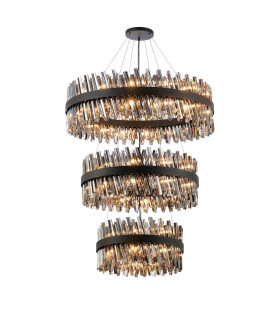 Lysander 3 Tier 60cm + 80cm + 1m Pendant 18 + 24 + 32 Light G9 Satin Black/Smoke Item Weight: 70kg-1