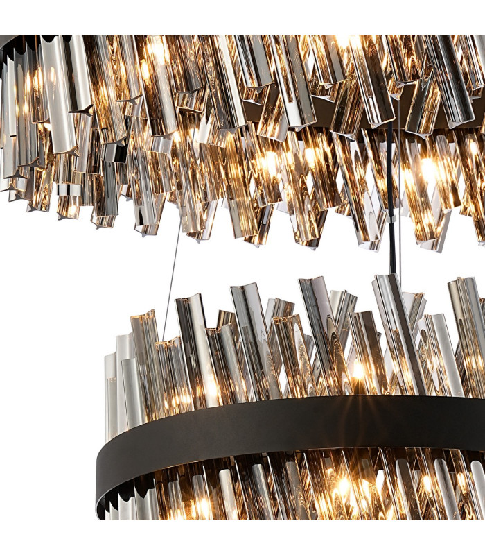 Lysander 3 Tier 60cm + 80cm + 1m Pendant 18 + 24 + 32 Light G9 Satin Black/Smoke Item Weight: 70kg-7