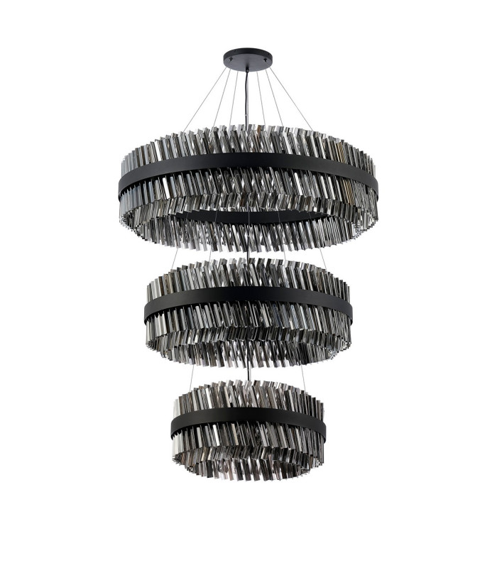 Lysander 3 Tier 60cm + 80cm + 1m Pendant 18 + 24 + 32 Light G9 Satin Black/Smoke Item Weight: 70kg-10