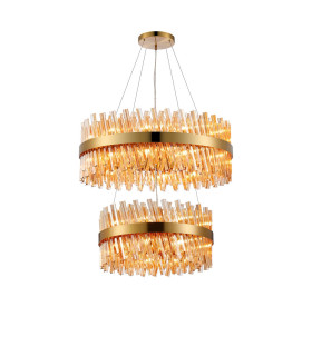 Lysander 2 Tier 60cm + 80cm Pendant 18 + 24 Light G9 Brass/Amber Item Weight: 41kg-1
