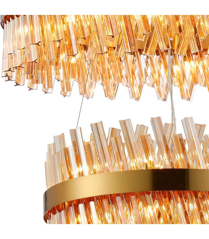Lysander 2 Tier 60cm + 80cm Pendant 18 + 24 Light G9 Brass/Amber Item Weight: 41kg-6