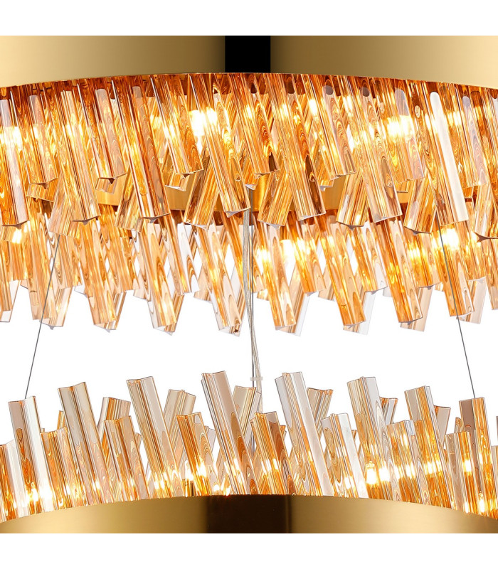 Lysander 2 Tier 60cm + 80cm Pendant 18 + 24 Light G9 Brass/Amber Item Weight: 41kg-8