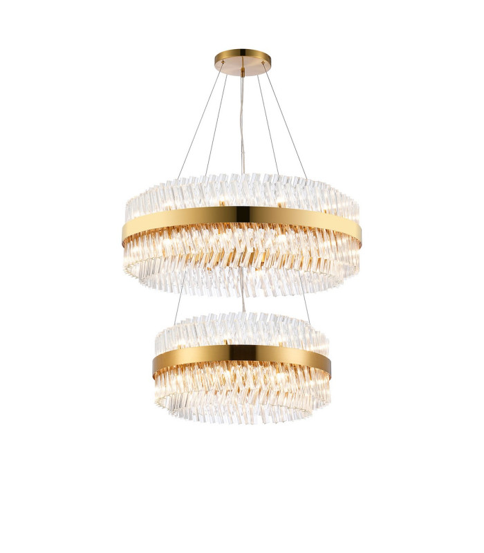 Lysander 2 Tier 60cm + 80cm Pendant 18 + 24 Light G9 Brass/Clear Item Weight: 41kg-5