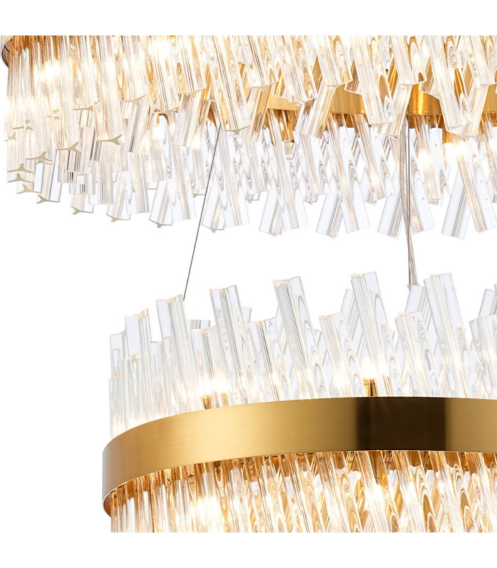 Lysander 2 Tier 60cm + 80cm Pendant 18 + 24 Light G9 Brass/Clear Item Weight: 41kg-6