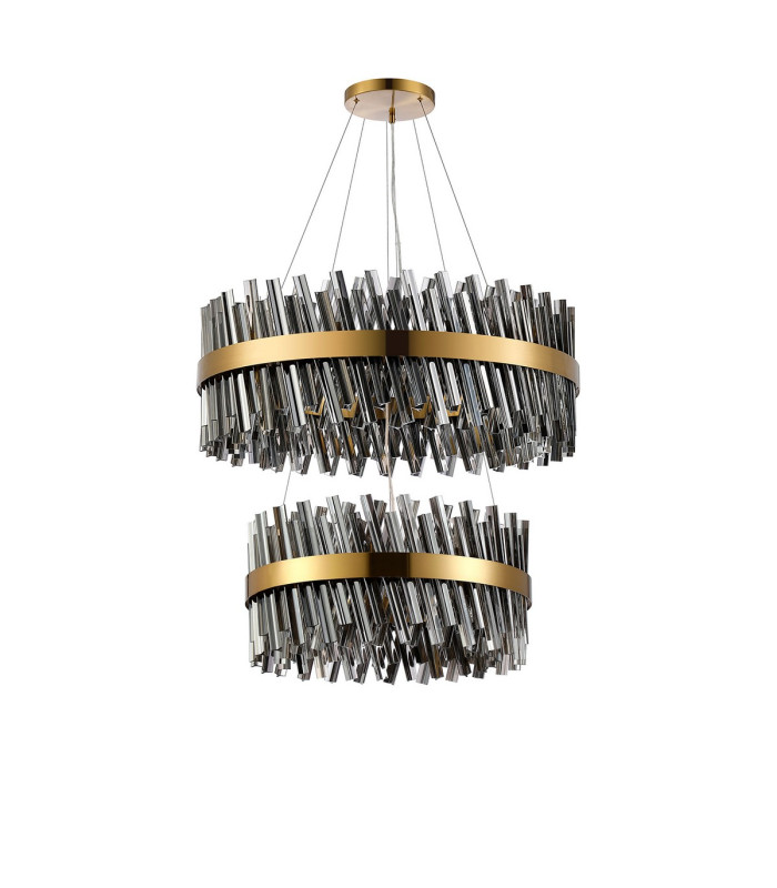 Lysander 2 Tier 60cm + 80cm Pendant 18 + 24 Light G9 Brass/Smoke Item Weight: 41kg-4