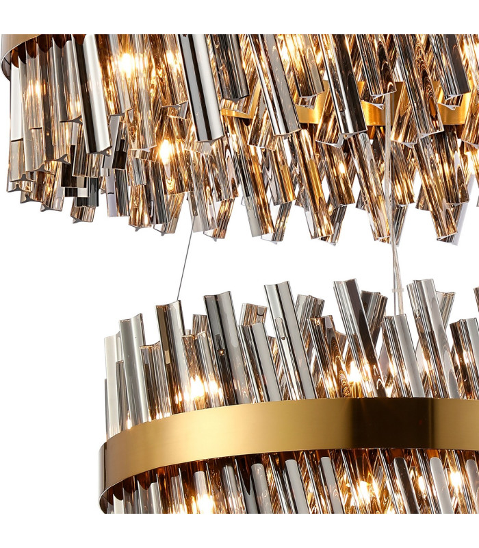 Lysander 2 Tier 60cm + 80cm Pendant 18 + 24 Light G9 Brass/Smoke Item Weight: 41kg-6