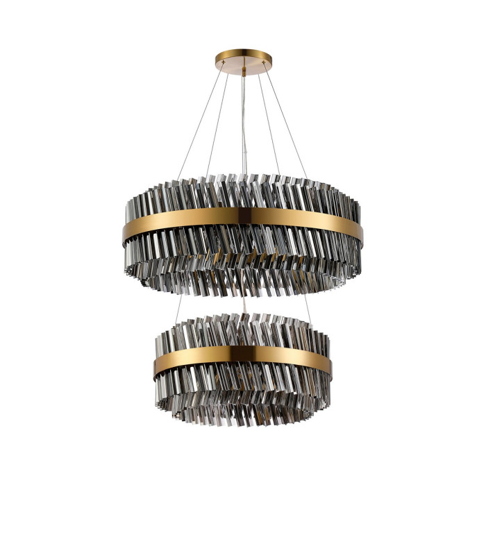 Lysander 2 Tier 60cm + 80cm Pendant 18 + 24 Light G9 Brass/Smoke Item Weight: 41kg-9