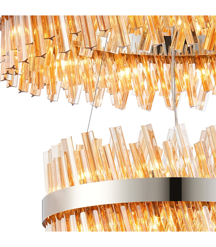 Lysander 2 Tier 60cm + 80cm Pendant 18 + 24 Light G9 Polished Nickel/Amber Item Weight: 41kg-6