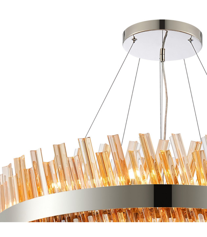 Lysander 2 Tier 60cm + 80cm Pendant 18 + 24 Light G9 Polished Nickel/Amber Item Weight: 41kg-7