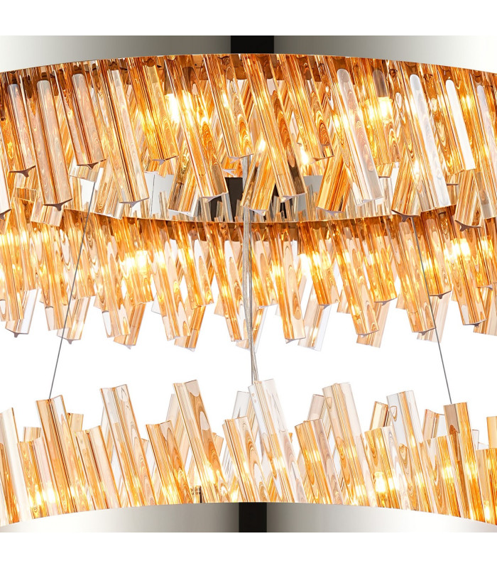 Lysander 2 Tier 60cm + 80cm Pendant 18 + 24 Light G9 Polished Nickel/Amber Item Weight: 41kg-8