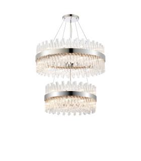 Lysander 2 Tier 60cm + 80cm Pendant 18 + 24 Light G9 Polished Nickel/Clear Item Weight: 41kg-1