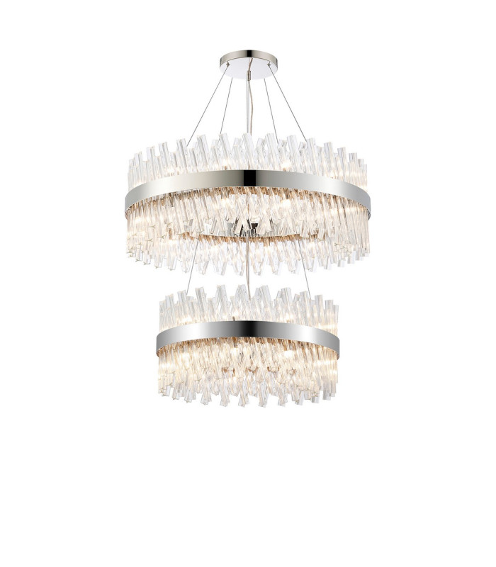 Lysander 2 Tier 60cm + 80cm Pendant 18 + 24 Light G9 Polished Nickel/Clear Item Weight: 41kg-1