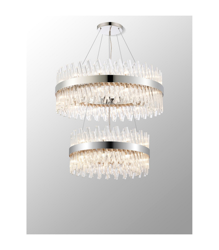 Lysander 2 Tier 60cm + 80cm Pendant 18 + 24 Light G9 Polished Nickel/Clear Item Weight: 41kg-3