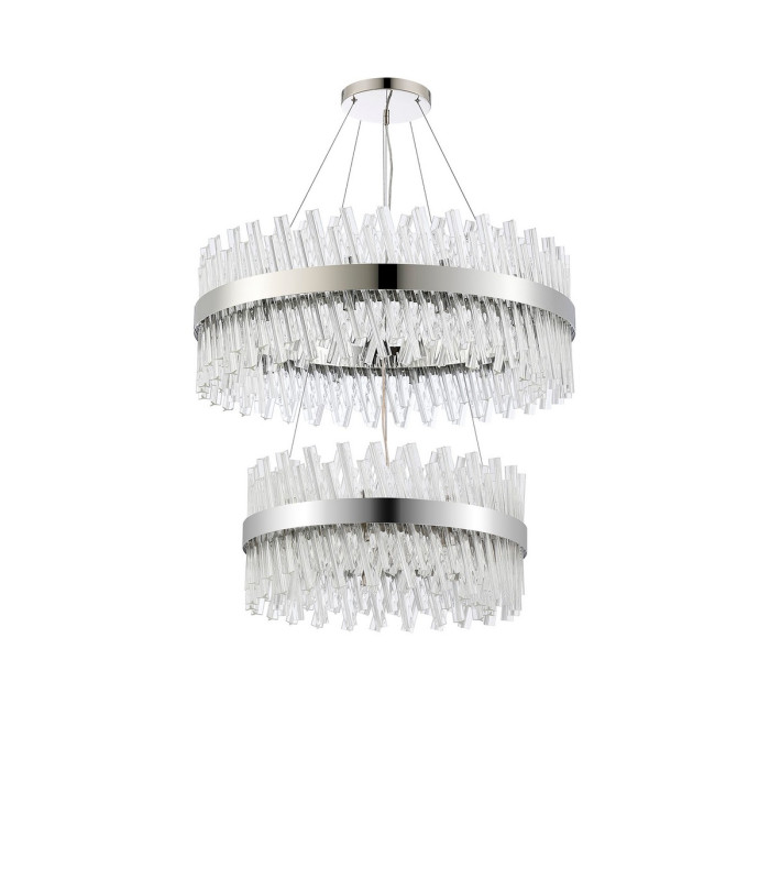 Lysander 2 Tier 60cm + 80cm Pendant 18 + 24 Light G9 Polished Nickel/Clear Item Weight: 41kg-4