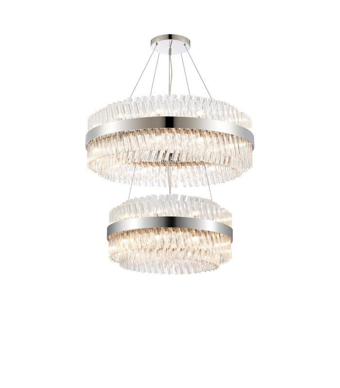 Lysander 2 Tier 60cm + 80cm Pendant 18 + 24 Light G9 Polished Nickel/Clear Item Weight: 41kg-5
