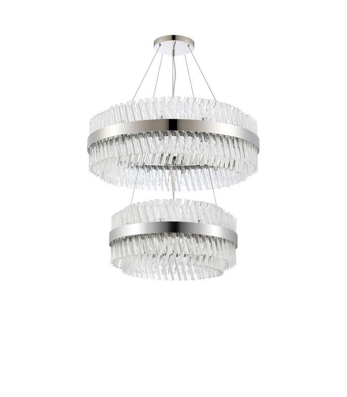 Lysander 2 Tier 60cm + 80cm Pendant 18 + 24 Light G9 Polished Nickel/Clear Item Weight: 41kg-9