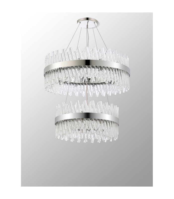 Lysander 2 Tier 60cm + 80cm Pendant 18 + 24 Light G9 Polished Nickel/Clear Item Weight: 41kg-10