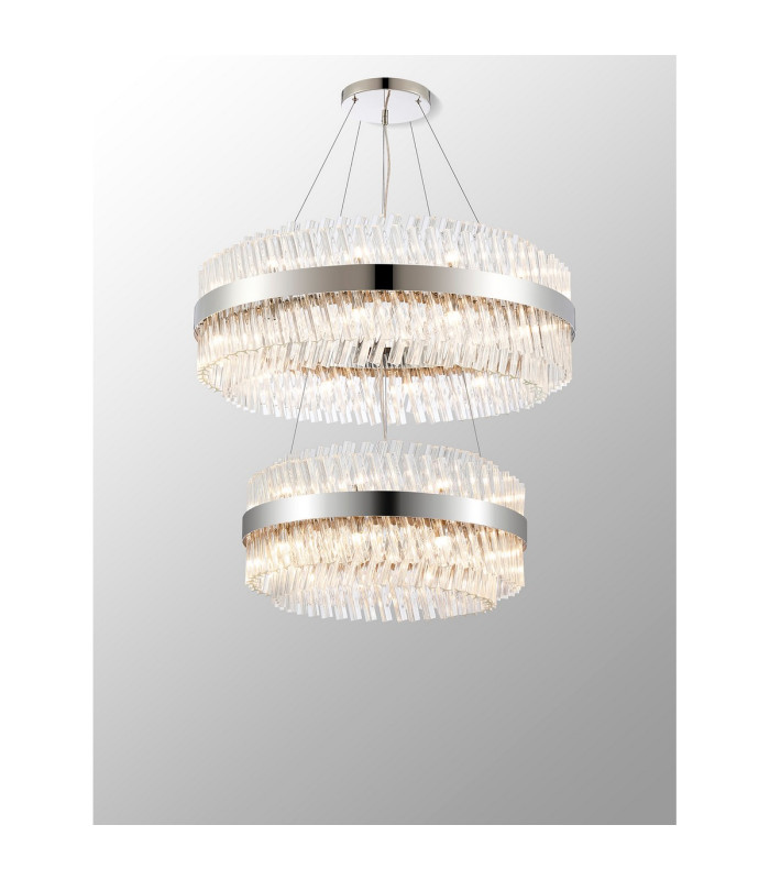 Lysander 2 Tier 60cm + 80cm Pendant 18 + 24 Light G9 Polished Nickel/Clear Item Weight: 41kg-11