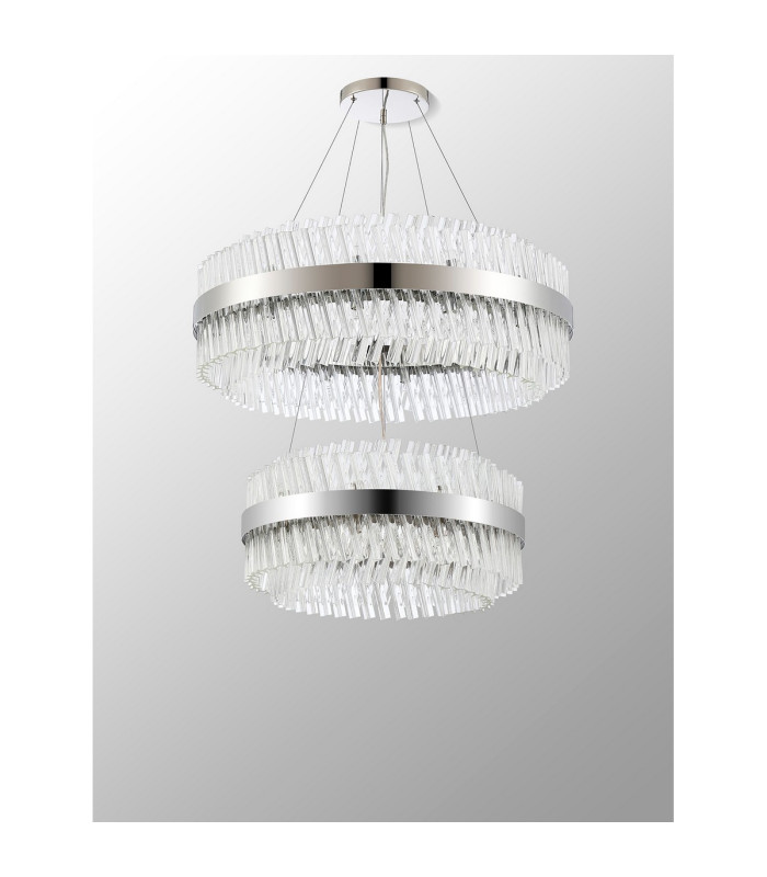 Lysander 2 Tier 60cm + 80cm Pendant 18 + 24 Light G9 Polished Nickel/Clear Item Weight: 41kg-12