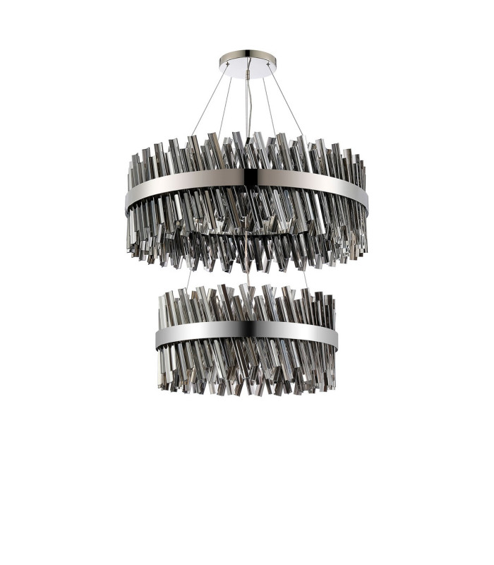 Lysander 2 Tier 60cm + 80cm Pendant 18 + 24 Light G9 Polished Nickel/Smoke Item Weight: 41kg-4