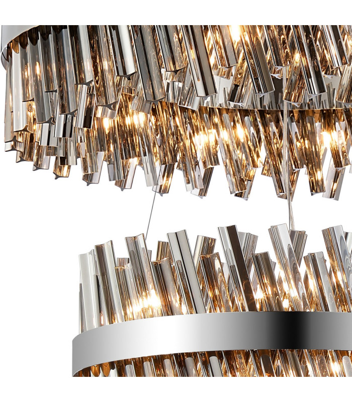Lysander 2 Tier 60cm + 80cm Pendant 18 + 24 Light G9 Polished Nickel/Smoke Item Weight: 41kg-6