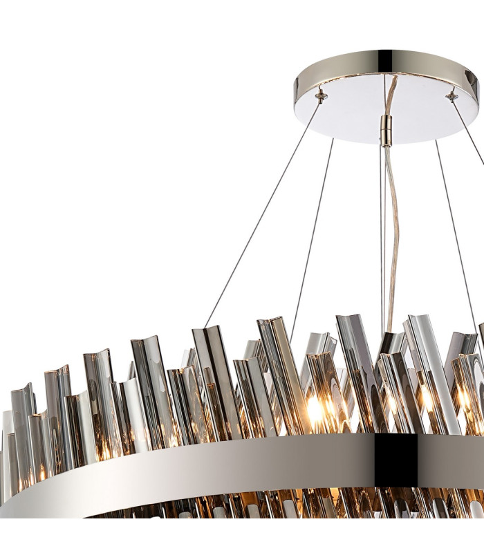 Lysander 2 Tier 60cm + 80cm Pendant 18 + 24 Light G9 Polished Nickel/Smoke Item Weight: 41kg-7