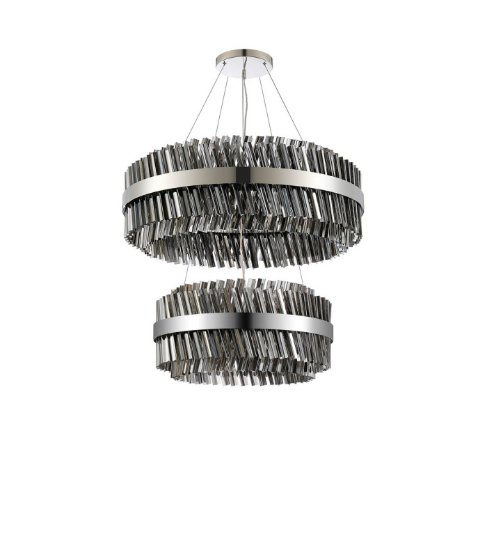 Lysander 2 Tier 60cm + 80cm Pendant 18 + 24 Light G9 Polished Nickel/Smoke Item Weight: 41kg-9