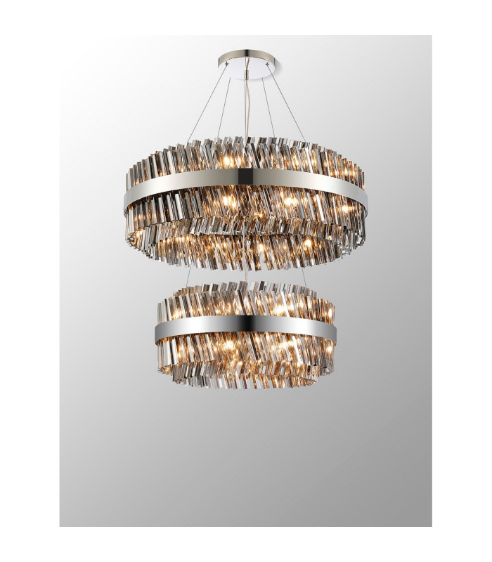 Lysander 2 Tier 60cm + 80cm Pendant 18 + 24 Light G9 Polished Nickel/Smoke Item Weight: 41kg-11