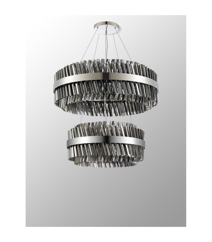 Lysander 2 Tier 60cm + 80cm Pendant 18 + 24 Light G9 Polished Nickel/Smoke Item Weight: 41kg-12