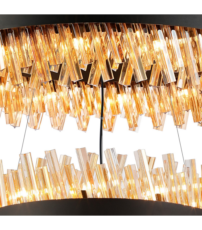 Lysander 2 Tier 60cm + 80cm Pendant 18 + 24 Light G9 Satin Black/Amber Item Weight: 41kg-7
