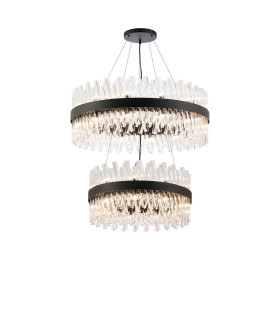 Lysander 2 Tier 60cm + 80cm Pendant 18 + 24 Light G9 Satin Black/Clear Item Weight: 41kg-1