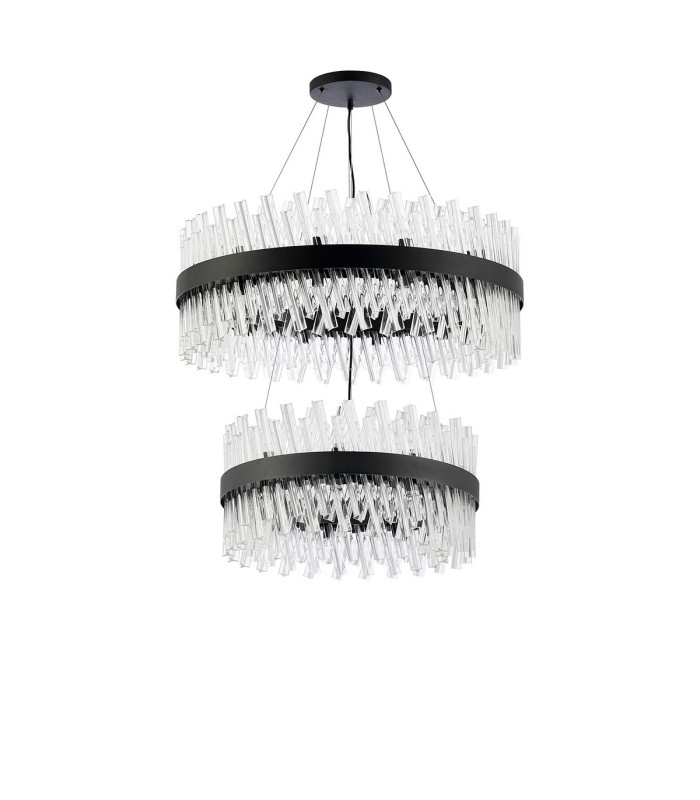 Lysander 2 Tier 60cm + 80cm Pendant 18 + 24 Light G9 Satin Black/Clear Item Weight: 41kg-4