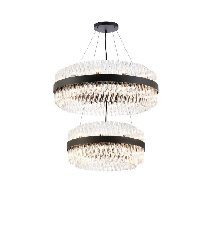 Lysander 2 Tier 60cm + 80cm Pendant 18 + 24 Light G9 Satin Black/Clear Item Weight: 41kg-5