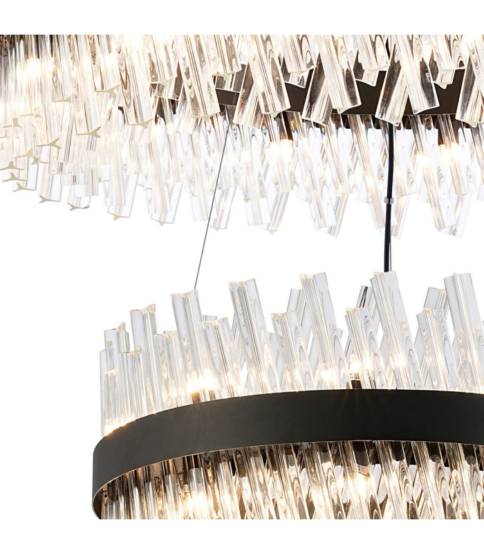 Lysander 2 Tier 60cm + 80cm Pendant 18 + 24 Light G9 Satin Black/Clear Item Weight: 41kg-6