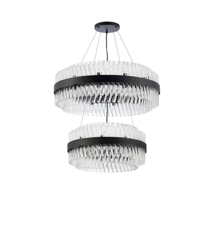Lysander 2 Tier 60cm + 80cm Pendant 18 + 24 Light G9 Satin Black/Clear Item Weight: 41kg-9