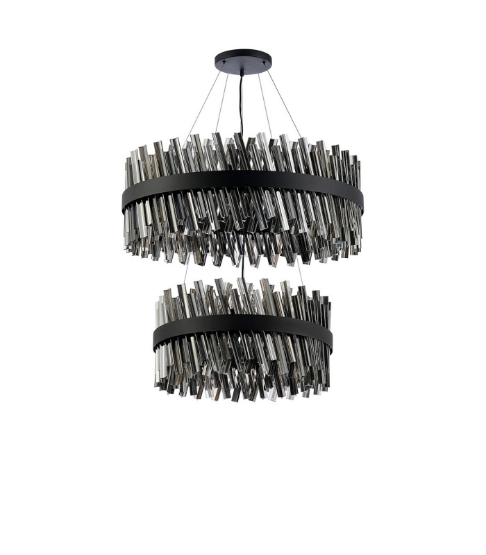 Lysander 2 Tier 60cm + 80cm Pendant 18 + 24 Light G9 Satin Black/Smoke Item Weight: 41kg-4